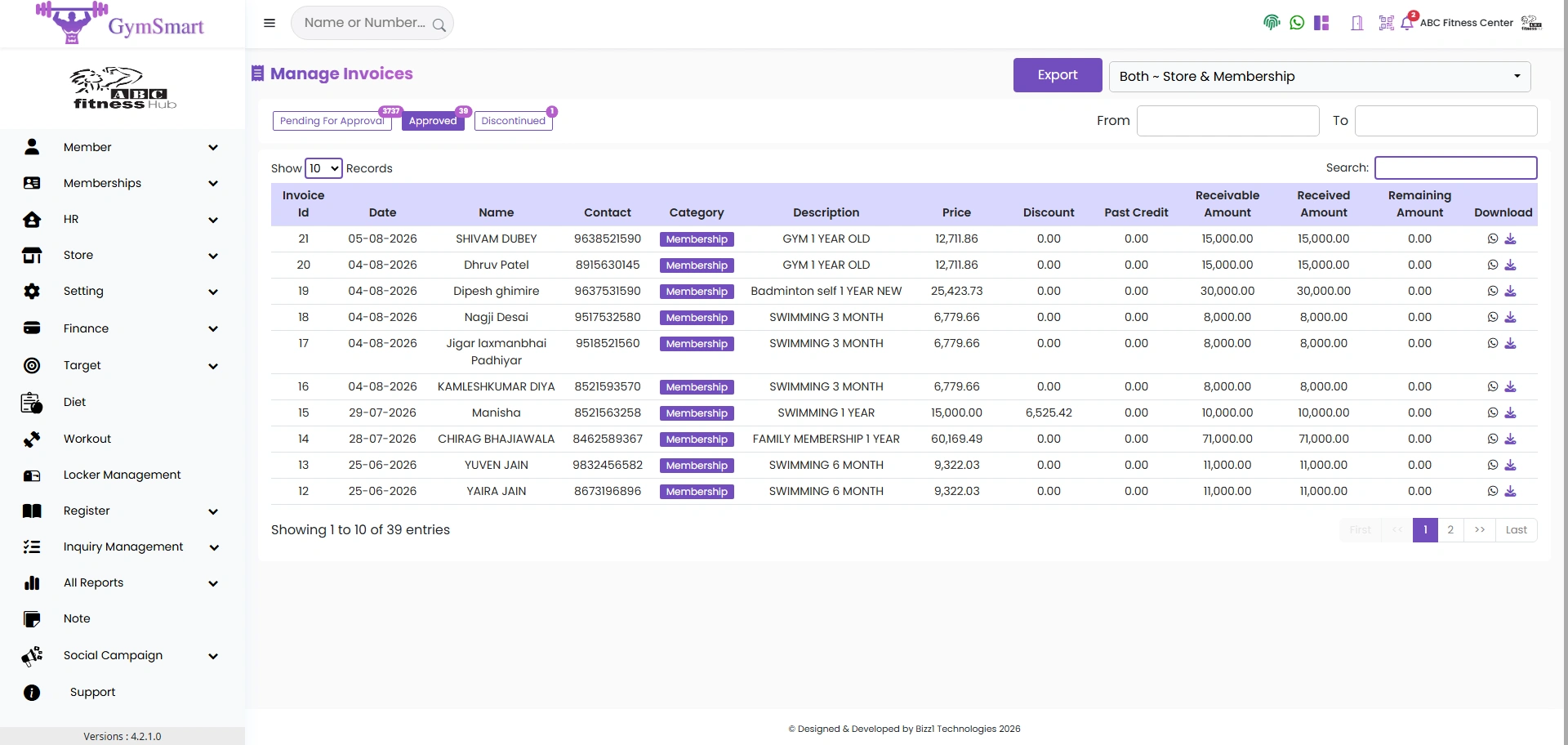 Gym billing software, automated payment reminders, and fee collection