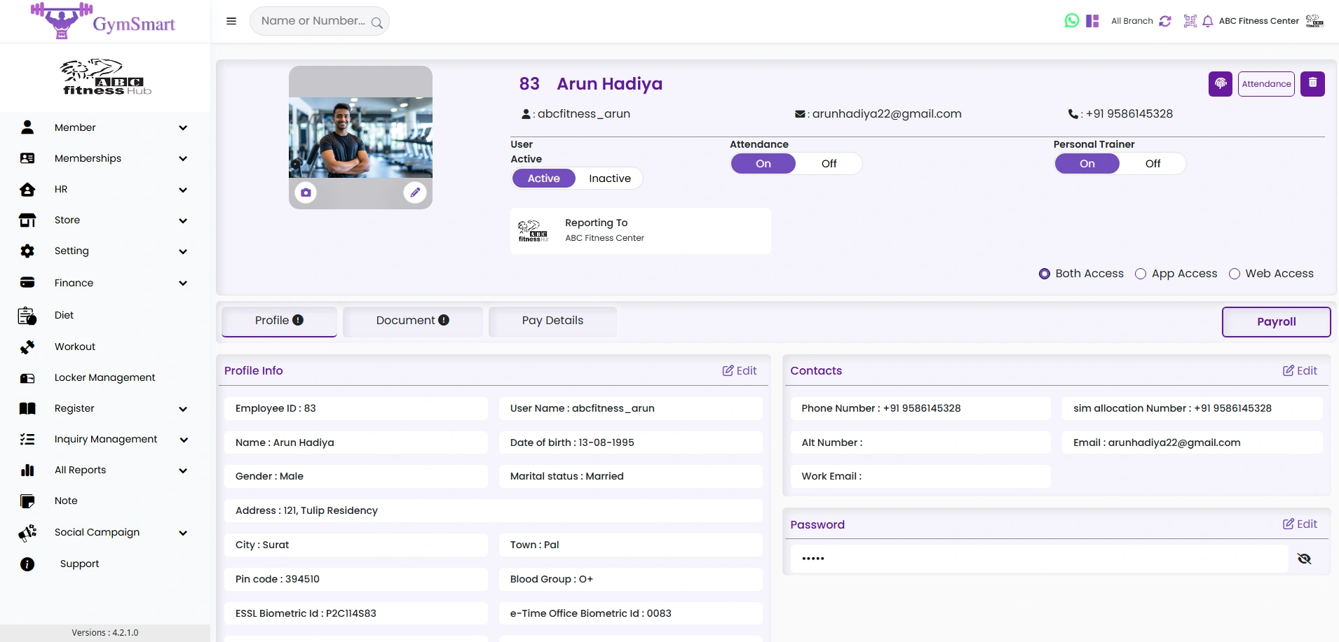Gym personal trainer schedule, client assignment, and commission management